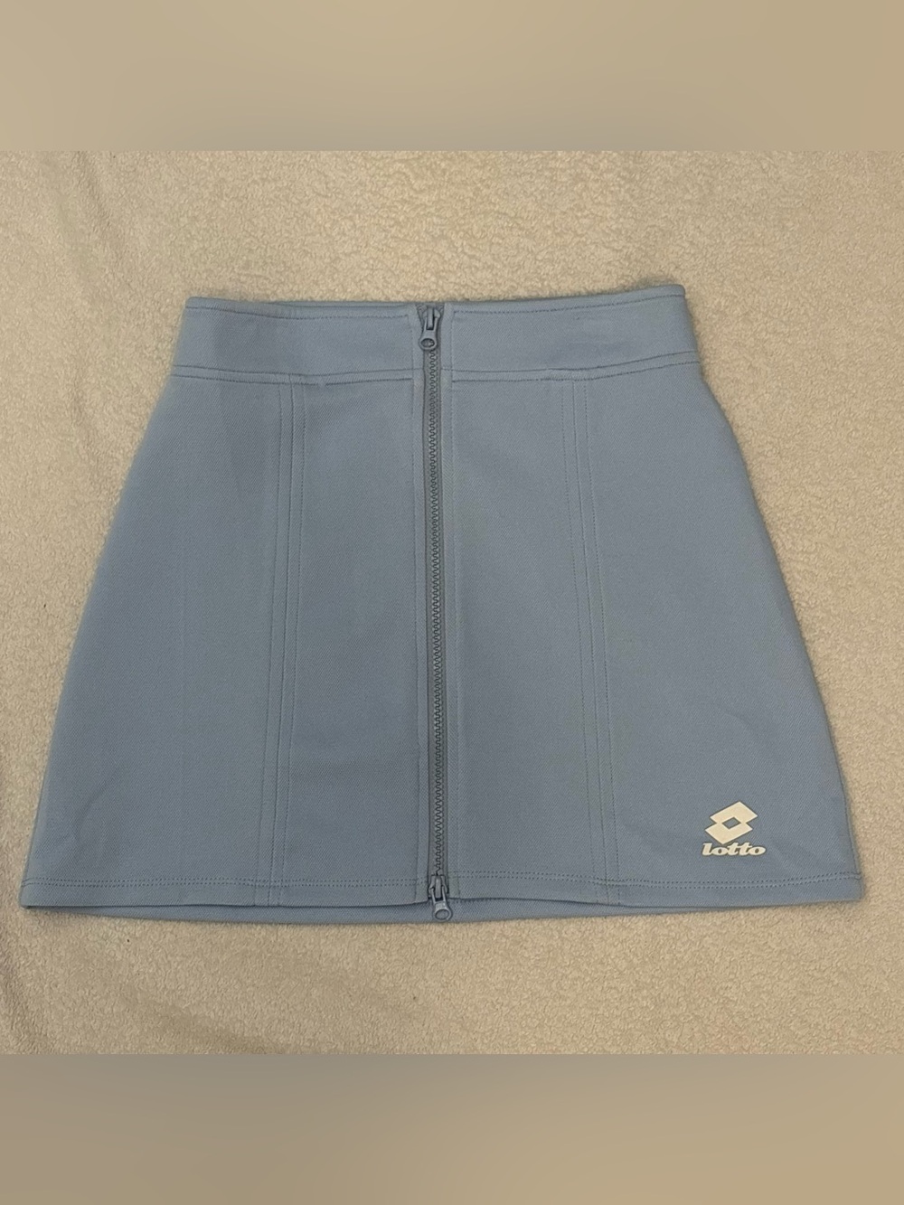 Zara Light Blue Front-Zip Mini Skirt